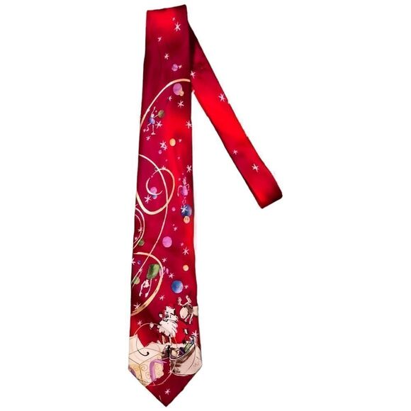 J. Garcia Necktie Big Finish Collection Fifty- Six Christmas Red 100%Silk - Picture 1 of 10